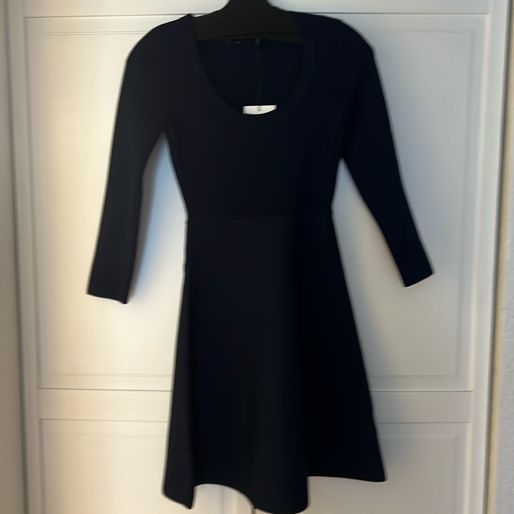 NWT Theory Scoop Flare Dress size P in Midnight Compact Crepe